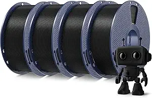 SUNLU SUNLU High Speed PLA Meta Filament Bundle Black 4KG, PLA 3D Printer Filament ±, Tougher Neatly Wound 3D Filament, Individually Vacuum Packed, 1kg per Spool, 4 Packs Black