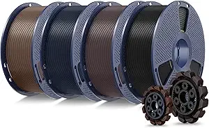 SUNLU SUNLU PLA+2.0 3D Printer Filament Bundle, 4KG Upgrade PLA+ Filament, Dimensional Accuracy +/-, 1KG per Spool, 4 Packs, 4KG Total, Black+Roasted Chestnut+Midnight+Coffee Brown