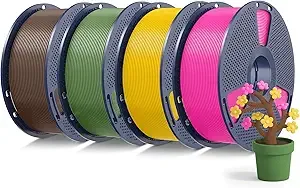 SUNLU SUNLU PLA+2.0 3D Printer Filament Bundle, 4KG Upgrade PLA+ Filament, Dimensional Accuracy +/-, 1KG per Spool, 4 Packs, 4KG Total, Coffee Brown+Olive Green+Magenta+Vivid Yellow