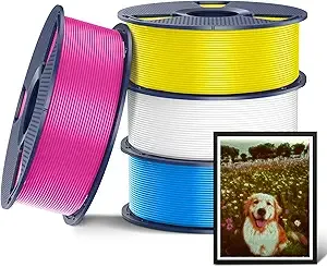 SUNLU SUNLU CMYK Lithophane PLA+2.0 Filament Bundle, 4KG Upgrade PLA+ Filament, Tougher and Stronger, Dimensional Accuracy +/-, 1KG per Spool, 4 Packs, 4KG Total, White+Magenta+Yellow+Cyan