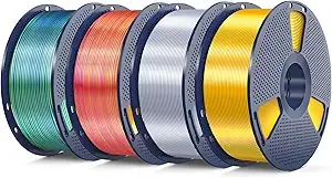 SUNLU SUNLU Silk PLA Filament Bundle 4KG, Dual Color PLA Filament, Triple Color Silk Filament+/-, Silver+Light Gold+Silk Dual Color(Red Gold)+Silk Triple Color(Blue Green Purple)