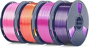 SUNLU SUNLU 4KG Dual Color Silk Filament, Silk PLA 3D Printer Filament, Dimensional Accuracy +/-, 1KG Spool(2.2 lbs), 4 Pack, PLA Silk Dual Color