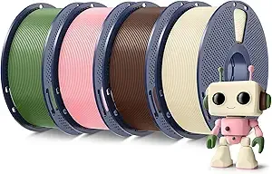 SUNLU SUNLU 4KG High Speed PLA Meta Filament Bundle, PLA 3D Printer Filament ±, Tougher Neatly Wound 3D Filament, 4kg Total, 1kg per Spool, Cream White + Olive Green + Sakura Pink+ Chocolate