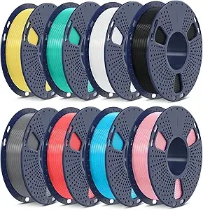 SUNLU SUNLU 250G PLA Meta Filament Bundle, Fast Printing Meta PLA 3D Printer Filament, 250G, Total 8 Rolls Black+White+Grey+Sky Blue+Mint Green+Cherry Red+Sakura Pink+Lemon Yellow