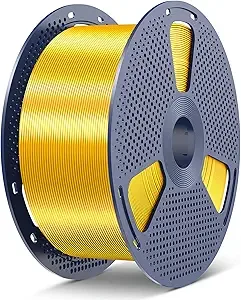 SUNLU SUNLU 5KG PLA+ Silk 3D Printer Filament, 5KG(6.6lbs) Large Spool Silk Filament, Dimensional Accuracy +/-, 1 Spool, Light Gold