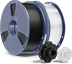 SUNLU SUNLU PETG Filament 2KG, High Strength PETG 3D Printer Filament, Dimensional Accuracy +/-, 1KG Spool(2.2lbs), 2 Pack, Clarity & Gloss, Black+Transparent