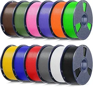 SUNLU SUNLU PETG Filament Bundle, 12KG PETG 3D Printer Filament, 1KG Spool, 12 Pack, Black+White+Grey+Red+Klein Blue+Green+Vivid Yellow+Sunny Orange+Lavender Purple+Pink+Olive Green+Coffee Brown