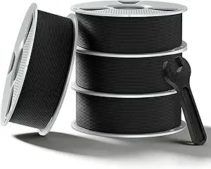 SUNLU SUNLU Nylon PA6-CF 3D Printer Filament - 20% Carbon Fiber Reinforced, 209°C Heat Resistance, Individually Vacuum Packed, 4kg in Total, 1kg per Spool, 4 Pack, 4000g, (4xBlack)