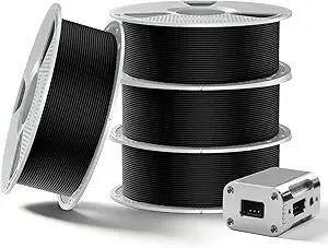 SUNLU SUNLU PC-ABS Hybrid 3D Filament - High-Strength, Industrial-Grade Material, Paintable & Plate-Ready Finish, 4kg in Total, 1kg per Spool, 4 Pack, 4000g, (4xBlack)