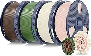 SUNLU SUNLU PLA+2.0 3D Printer Filament 4KG, Upgrade PLA+ Filament, Tougher and Stronger, Dimensional Accuracy +/-, 1KG per Spool, 4KG Total, Bone White+Beige+Coffee Brown+ Olive Green