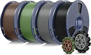 SUNLU SUNLU PLA+2.0 3D Printer Filament 4KG, Upgrade PLA+ Filament, Tougher and Stronger, Dimensional Accuracy +/-, 1KG per Spool, 4KG Total, Black+Grey+Olive Green+Coffee Brown