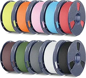 SUNLU SUNLU High Speed Matte PLA Filament 10KG/s Fast 3D Printer Filament Bundle, 1KG Spool 10 Packs, Black+White+Grey+Olive Green+Chocolate+Cherry Red+Sky Blue+Sakura Pink+Sunny Orange+Lemon Yellow