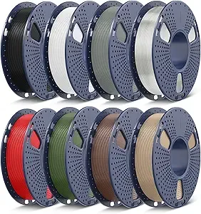 SUNLU SUNLU 3D Printer Filament Bundle Multicolor PETG Filament,Individually Vacuum-Sealed,2kg in Total,0.25kg per Spool,8 Pack,Black+White+Grey+Red+Olive Green+Coffee Brown+Oak+Transparent.