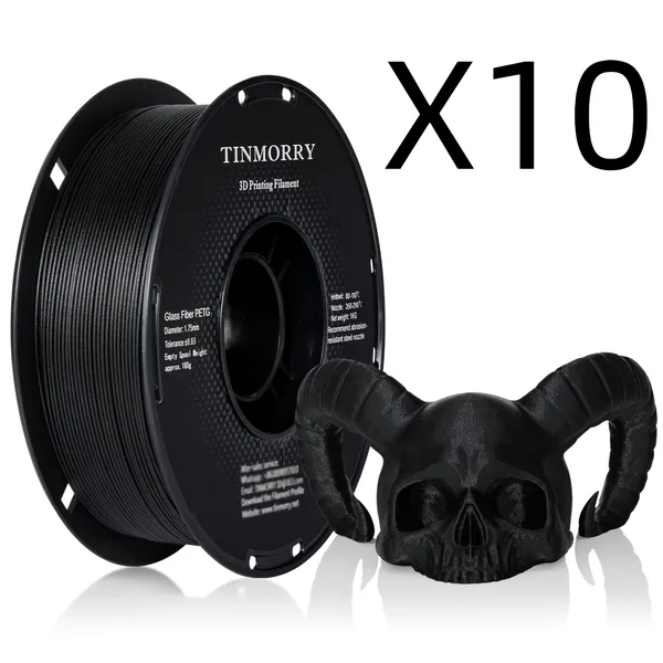 TinMorry 10 Rolls Glass Fiber PETG Filament, 1 KG 1 Spool