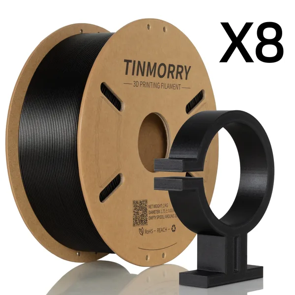 TinMorry 8 Rolls Carbon Fiber PETG-ECO Filament, 2 KG 1 Spool, Black