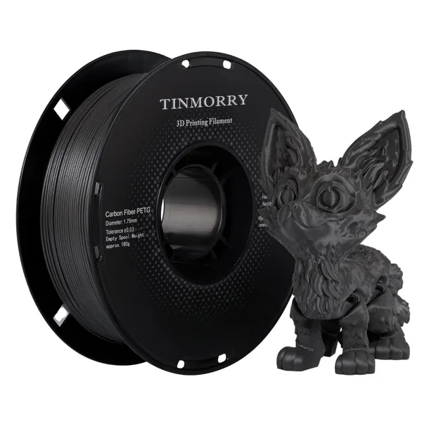 TinMorry Carbon Fiber PETG 3D Printer Filament, 1 KG, Dark Grey