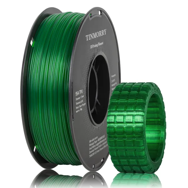 TinMorry 95A TPU 3D Printer Filament, 1 KG, Transparent Emerald Green