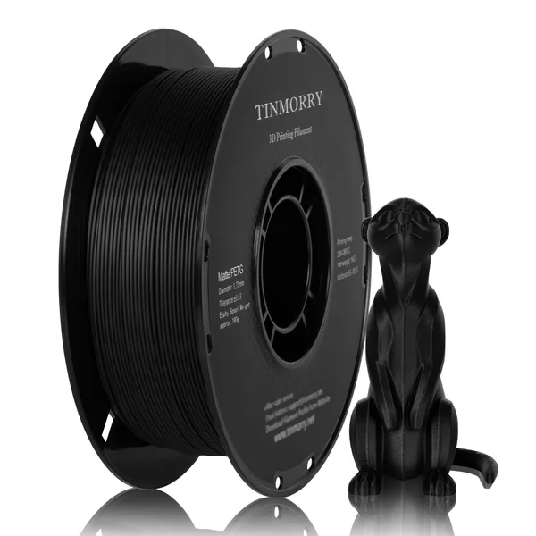 TinMorry Matte PETG 3D Printer Filament, 1 KG, Matte Black