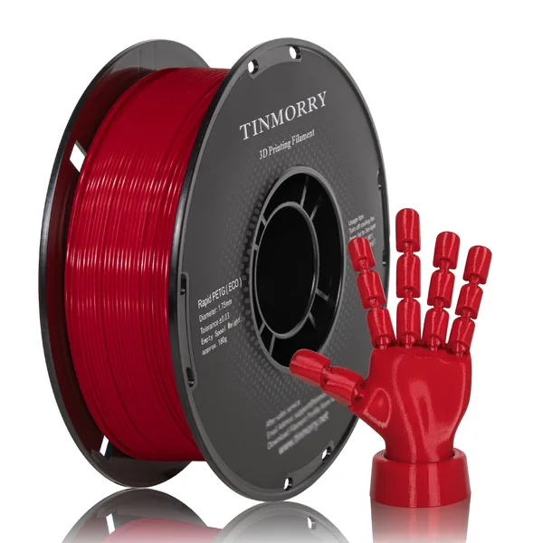 TinMorry Rapid PETG-Eco 3D Printer Filament, 1 KG, Red