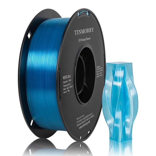 TinMorry Rapid PETG-Eco 3D Printer Filament, 1 KG, Transparent Blue