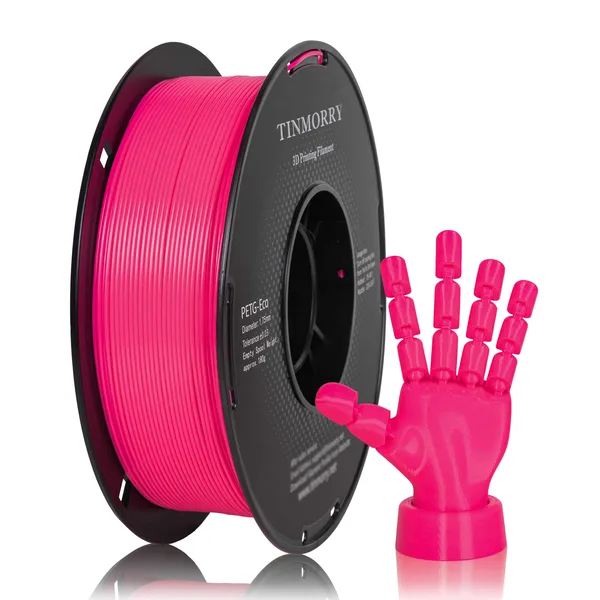 TinMorry Rapid PETG-Eco 3D Printer Filament, 1 KG, Fluorescent Rose Red