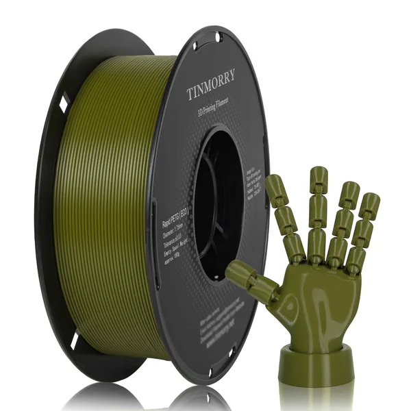 TinMorry Rapid PETG-Eco 3D Printer Filament, 1 KG, Olive Green