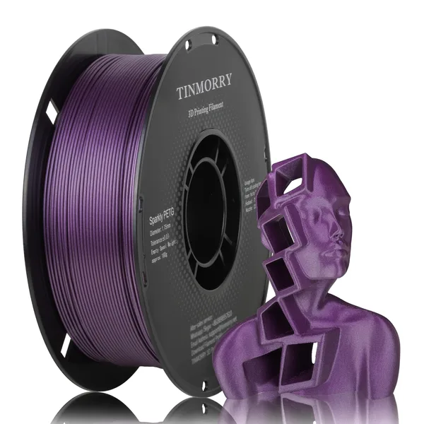 TinMorry Sparkly PETG 3D Printer Filament, 1 KG, Sparkly Purple