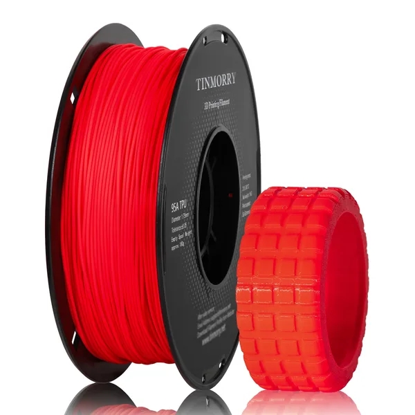 TinMorry 95A TPU 3D Printer Filament, 1 KG, Fluorescent Red