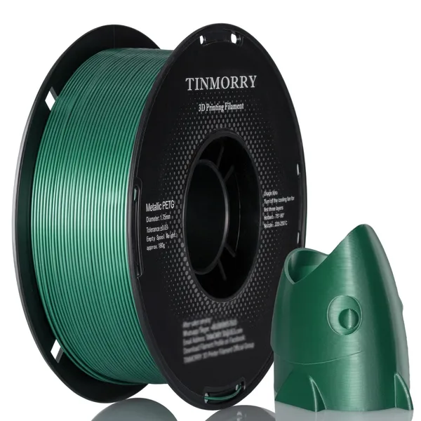 TinMorry Metallic PETG 3D Printer Filament, 1 KG, Metallic Midnight Green