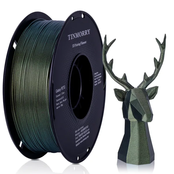 TinMorry Galaxy PETG 3D Printer Filament, 1 KG, Galaxy Green Gold
