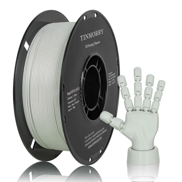 TinMorry Rapid PETG-Eco 3D Printer Filament, 1 KG, Light Grey