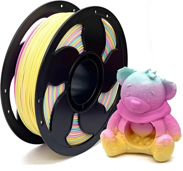 Toksen 3D Matte Gradient Rainbow Macaroon PLA Filament Rod for 3D Printer High Speed/s, Neatly Wound 3D Printing PLA Filament Perfectly Hide The Layer Line 1kg (2.2lbs) Spool