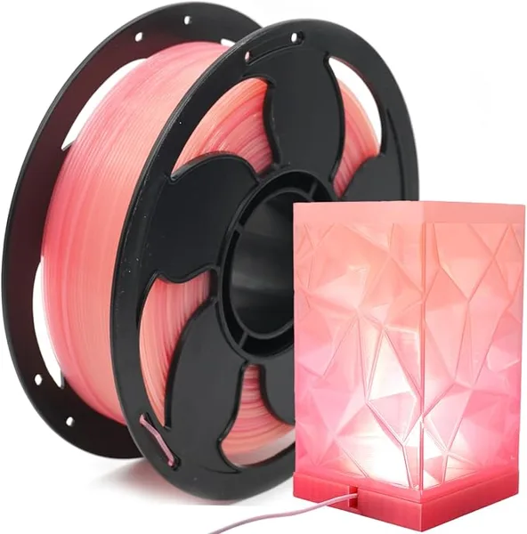 Toksen 3D PLA Filament Gradient Rainbow Translucent Peach Pink 3D Printer Filament, 1kg (2.2lbs) Spool Neatly Wound Hassle-Free 3D Printing PLA Filament Fit Most FDM Printer