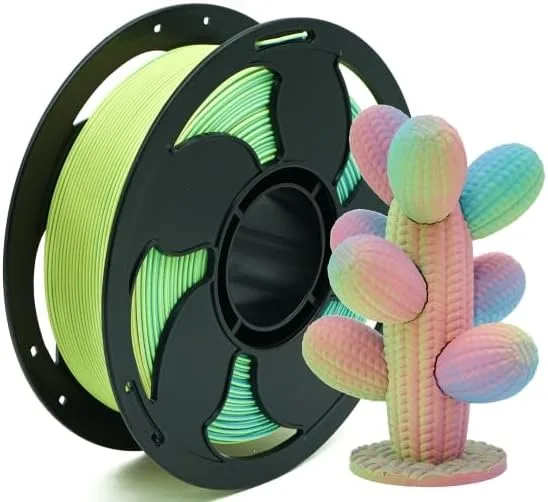 Toksen 3D Matte Tri Color Yellow Blue Pink PLA Filament 3 in 1 High Speed/s Coextrusion 3D Printer Filament Rapid Magic Color Change, Matte PLA 1kg (2.2lbs) Spool Perfectly Hide The Layer Line