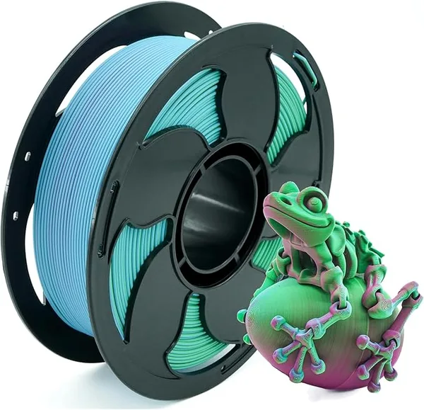 Toksen 3D Matte Tri Color Green Sky Blue Fuchsia PLA Filament 3 in 1 High Speed/s Coextrusion 3D Printer Filament Magic Color Change, Matte PLA 1kg (2.2lbs) Spool Perfectly Hide The Layer Line