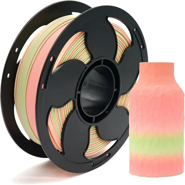 Toksen 3D Matte Gradient Coral Rainbow Green Pink PLA Filament 3D Printer Filament High Speed/s, PLA 3D Printing Filament 1kg (2.2lbs) Spool Neatly Wound Wound Perfectly Hide The Layer Line