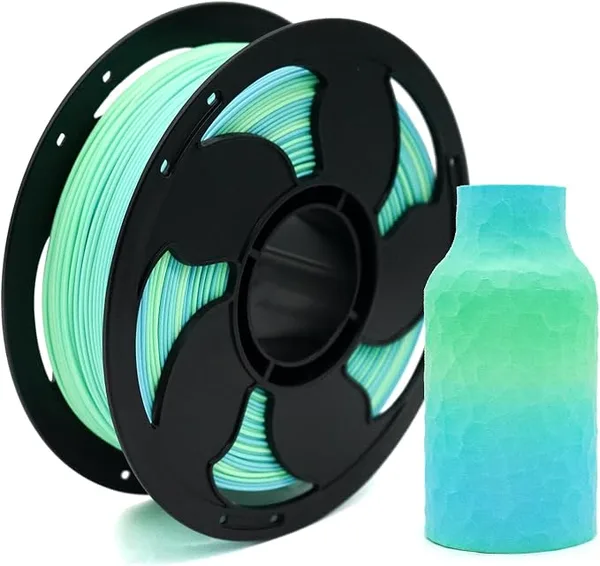 Toksen 3D Matte Gradient Rainbow Blue Green PLA Filament High Speed/s 3D Printer Filament, PLA 3D Printing Filament 1kg (2.2lbs) Spool Neatly Wound Perfectly Hide The Layer Line