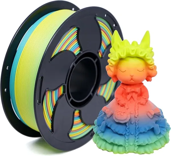 Toksen 3D Matte Gradient Lovebirds Rainbow Blue Yellow Orange PLA Filament 3D Printer Filament High Speed/s, PLA 3D Printing Filament 1kg (2.2lbs) Spool Neatly Wound Perfectly Hide The Layer Line