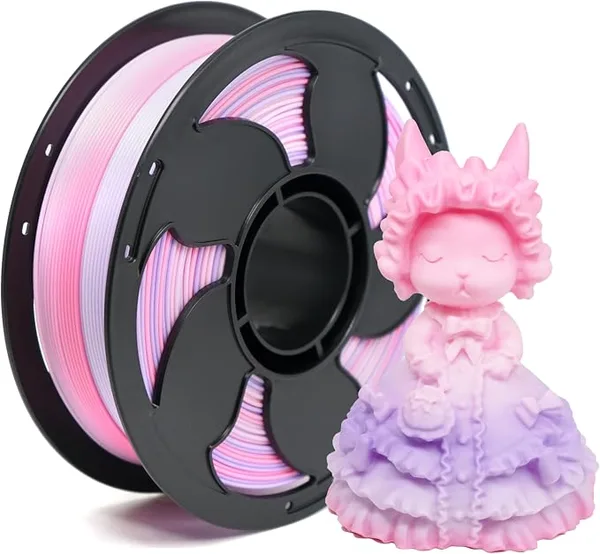 Toksen 3D Deluster Matte PLA Filament Gradient Lilac Purple Rainbow 3D Printer Filament High Speed/s, PLA 3D Printing Filament 1kg (2.2lbs) Spool Neatly Wound Perfectly Hide The Layer Line