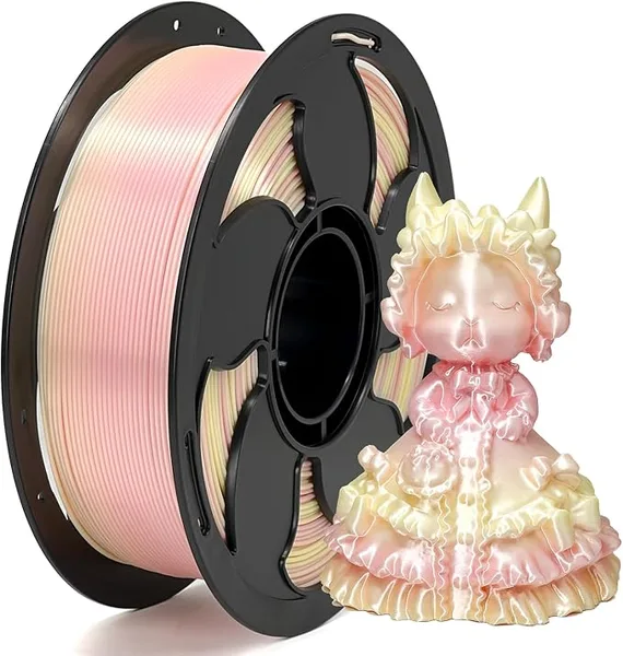 Toksen 3D PLA Filament Silk Gradient Rainbow Rose for 3D Printer, 1kg (2.2lbs) Spool Neatly Wound Silk Gradient 3D Printing PLA Filament Rod Fit Most FDM Printer