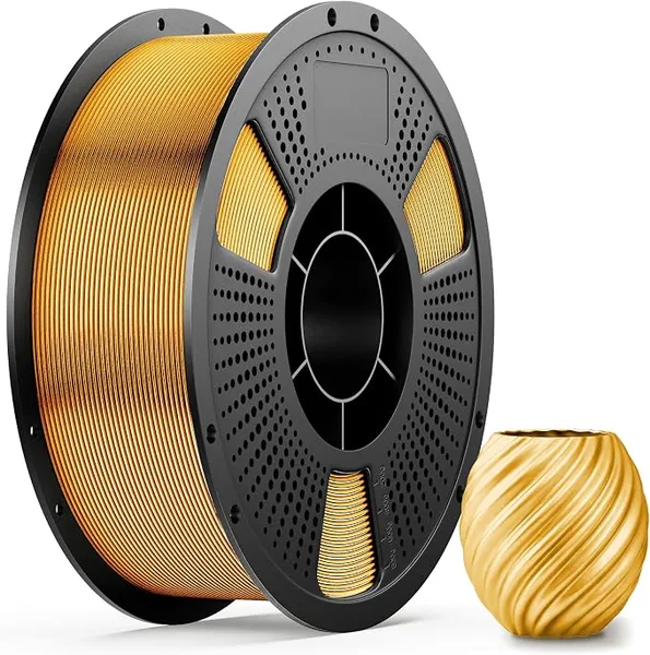 uJoyBio Metallic PLA Filament 1.75mmm, Metal-Like Shiny 3D Printer Filament, Metallic Silk 3D Filament, Compatible with Most FDM 3D Printers, 1KG Metal Silk, Gold