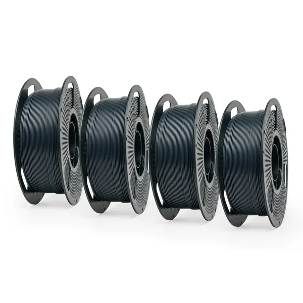 Unveil Form Matte Black - Unveil Form Matte PETG Filament 4-Pack (4 × 1kg), With Spools -
