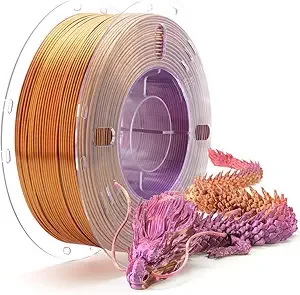 VOXEL VOXELAB Silk Tri-Color PLA Filament for 3D Printer, Rainbow Multicolor Silk PLA 1KG (2.2lbs) Spool, High Precision +/-, Smooth & Shiny 3D Printing Filament,Red Gold Purple
