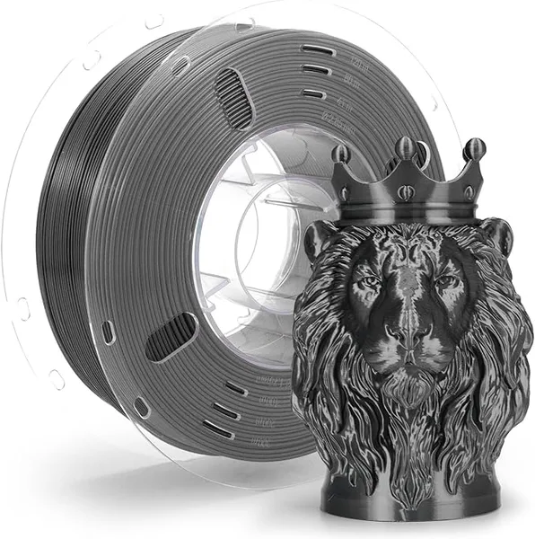 VOXEL VOXELAB Silk+ PLA Filament, Shiny Chrome-Like Finish with Enhanced Layer Adhesion, 1kg (2.2lbs) for Most FDM 3D Printers, Smooth & Flawless Printing(Metal Gray)