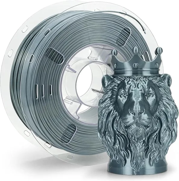 VOXEL VOXELAB Silk+ PLA Filament, Shiny Chrome-Like Finish with Enhanced Layer Adhesion, 1kg (2.2lbs) for Most FDM 3D Printers, Smooth & Flawless Printing(Gray)