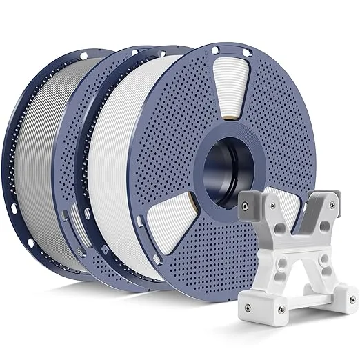 Yoopai PETG Filament 2025 Upgrade Spool Compatible with Bambulab Refill Filament, 2kg(4.4lbs) SUNLU PETG 3D Printer Filament Dimensional Accuracy +/-, White+Grey Bundle