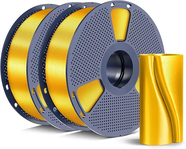 Yoopai SUNLU Silk PLA+ Filament, Chrome Like Gloss Finish, Smooth Silk Texture, Upgraded Formula for Stable Printing, 2kg(4.4lbs) PLA Plus 3D Printer Filament, Gold+Gold