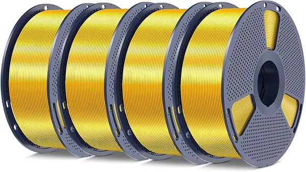 Yoopai SUNLU Silk PLA+ Filament, Chrome Like Gloss Finish, Smooth Silk Texture, Upgraded Formula for Stable Printing, 4kg(8.8lbs) PLA Plus 3D Printer Filament, Gold 4 Pack
