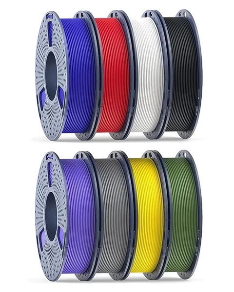 Yoopai 250g Matte PLA Filament Bundle,SUNLU 3D Printer Filament Bundle Multicolor, Neatly Wound PLA Filament, 250g Spool,8 Rolls, Black+White+Grey+KleinBlue+OliveGreen+Red+Oak+LavenderPurple