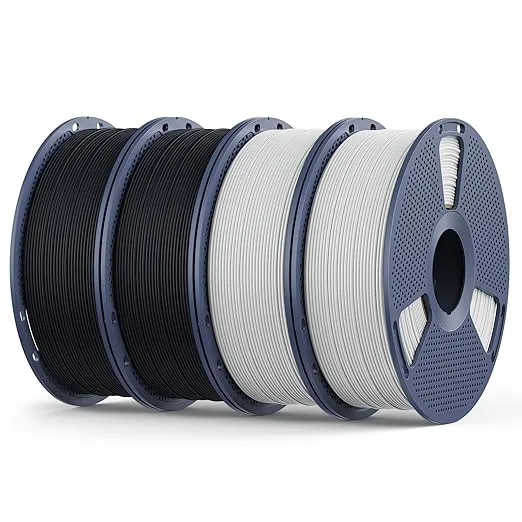 Yoopai Matte PLA Filament, 4kg(8.8lbs) SUNLU 3D Printer Filament, Matte Surface Texture, No Clogging, Less Brittle, Black+Black+White+White